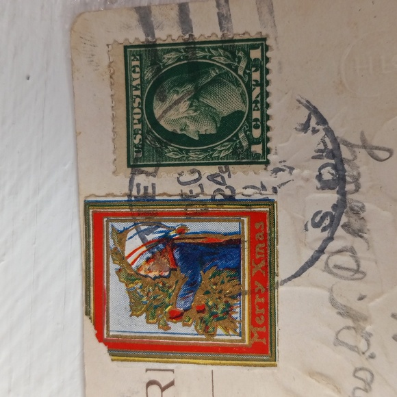 ANTIQUE CHRISTMAS Postcard Santa Claus 1914 - Picture 3 of 4